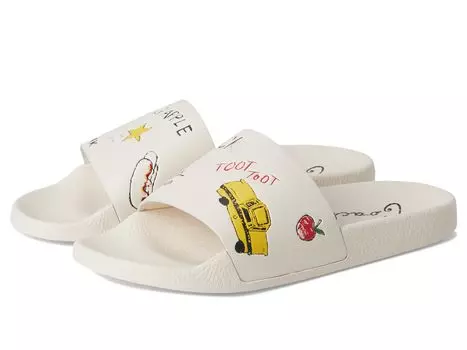 Сандалии COACH Udele Sport Slide with Sketch Print, цвет Chalk
