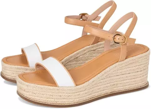 Сандалии Cole Haan Cloudfeel Keeton Espadrille Flatforms, цвет White Leather/Biscuit Leather