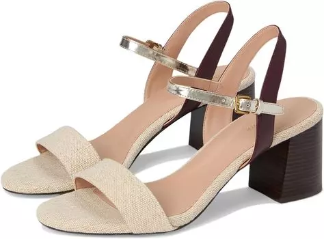 Сандалии Cole Haan Josie Block Heel Sandal (65 mm), цвет Canvas/Bloodstone Leather/Soft Gold Specchio