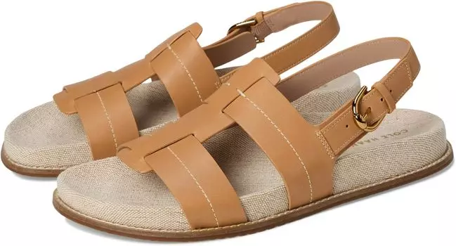 Сандалии Cole Haan Marlee Fisherman Footbed Sandals, цвет Biscuit Leather/Natural Canvas