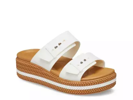Сандалии Crocs Brooklyn Woven Low Wedge Sandal - женские, меловые