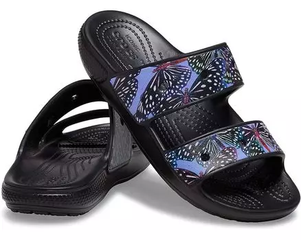 Сандалии Crocs Classic Sandal - Seasonal Graphics, цвет Black/Multi Glitter