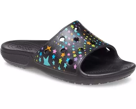 Сандалии Crocs Classic Slide, цвет Black/Multi Disco Dance Party