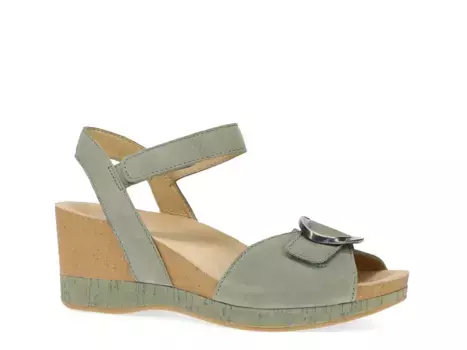 Сандалии Dansko Stella на танкетке, зеленый шалфей