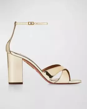 Сандалии Divine с металлизированным переплетением Aquazzura, цвет Soft Gold