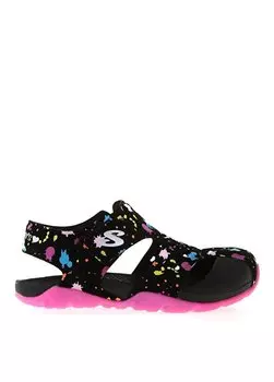 Сандалии для девочек черно-розовые 86428L BKHP SIDE WAVE Skechers, розовый
