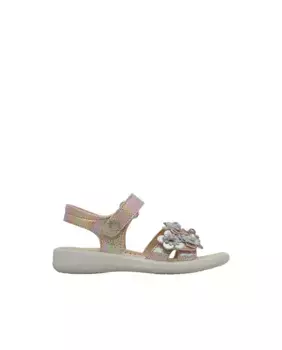 Сандалии для девочек из металлизированной кожи с аппликацией из цветов Naturino, розовый