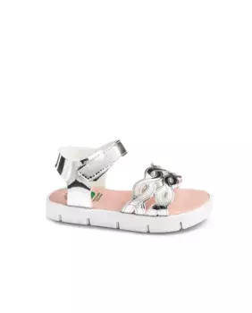 Сандалии для девочек из переработанных материалов с застежкой-липучкой Pablosky, серебряный