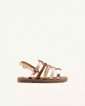 Сандалии для девочек из розовой кожи с плетением Gioseppo, розовый