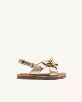 Сандалии для девочек золотистого цвета с бантом Gioseppo, золотой