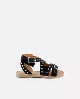 Сандалии для девочки из замши с заклепками Eli 1957, черный