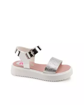 Сандалии для девочки с серебряной пряжкой Pablosky, серебро