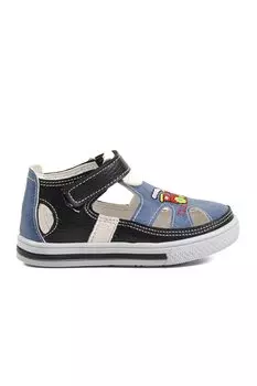 Сандалии для мальчиков темно-сине-белые на липучке 1010-B Ayakmod, темно-сине-белый