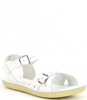 Сандалии для морской воды от Hoy Girls' Sun-San Sweetheart, водонепроницаемые кожаные сандалии (молодежная) Saltwater Sandals by Hoy, белый