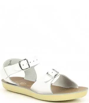 Сандалии для морской воды от Hoy Girls' Sun-San Surfer Водонепроницаемые кожаные сандалии с альтернативной застежкой (молодежная) Saltwater Sandals by Hoy, белый