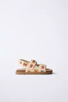 Сандалии для вязания крючком ZARA, цвет Ecru White