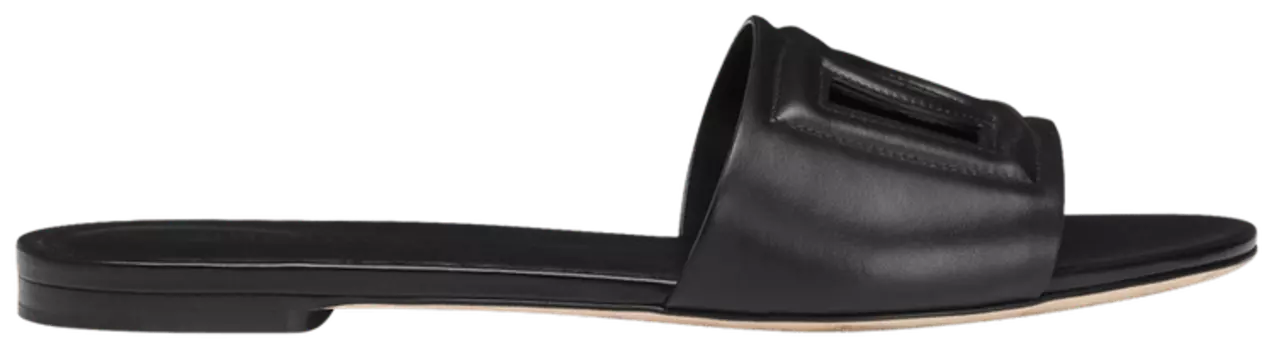 Сандалии Dolce & Gabbana Dolce & Gabbana Wmns Calfskin Slide Sandal 'Millennials Logo - Black', черный