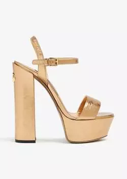 Сандалии Dolce&Gabbana Foiled Craquel Platform, золотой