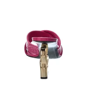 Сандалии Dolce & Gabbana из кожи с тиснением под крокодила, розовый