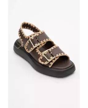 Сандалии Douro с кожаными переплетенными ремешками (женские) Forever & Always Shoes, коричневый