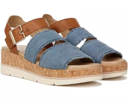 Сандалии Dr. Scholl's Once Twice Espadrille Platform Wedge, цвет Blue Denim/Cork