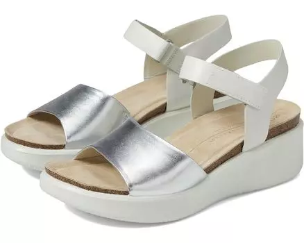 Сандалии ECCO Flowt Wedge Cork, цвет Silver/White