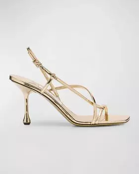 Сандалии Etana с металлизированными ремешками и пяткой на пятке Jimmy Choo, цвет Gold