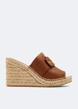 Сандалии FERRAGAMO Espadrille wedges, коричневый