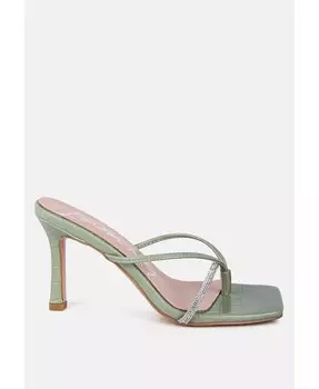 Сандалии Fetish Croc со стразами и ремешками London Rag, зеленый