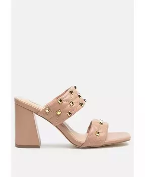 Сандалии Fischer на блочном каблуке с заклепками и украшением London Rag, бежевый