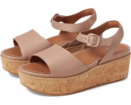 Сандалии FitFlop Eloise Cork-Wrap Leather Back-Strap Wedge, бежевый