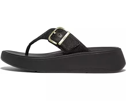 Сандалии FitFlop F-Mode Buckle Shimmerlux Flatform Toe-Post, черный