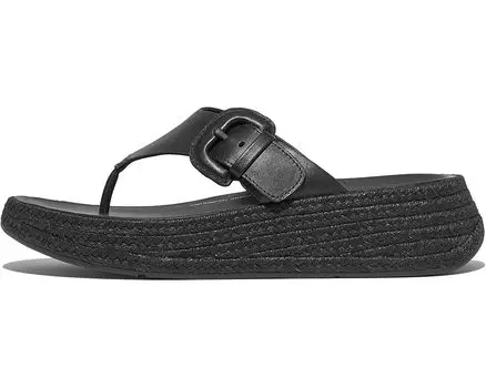 Сандалии FitFlop F-Mode Espadrille Adj. Leather Flatform Toe-Thongs, черный