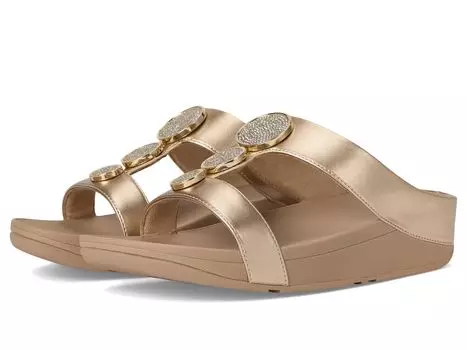 Сандалии FitFlop Halo Bead-Circle Metallic H-Bar Slides, цвет Metallic Latte Beige