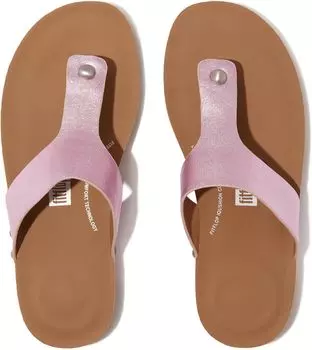 Сандалии FitFlop Iqushion Metallic-Leather Toe-Post Sandals, цвет Wild Lilac