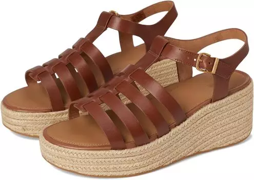Сандалии FitFlop PLATFFORMS Espadrille Leather Fisherman Wedge Sandals, цвет Deep Tan