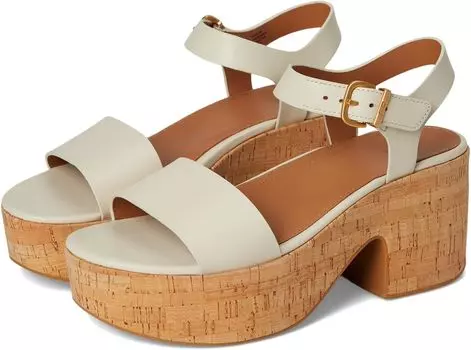 Сандалии FitFlop Platfforms Leather/Cork Heeled Ankle-Strap Sandals, цвет Paris Beige
