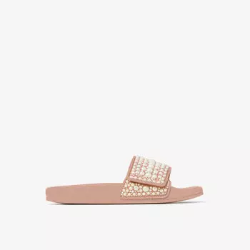 Сандалии fitz из парусины и кожи, украшенные искусственным жемчугом Jimmy Choo, розовый