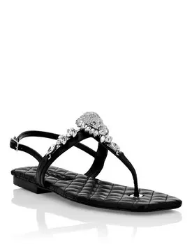 Сандалии Flat Crystal Skull с кристаллами Philipp Plein, черный