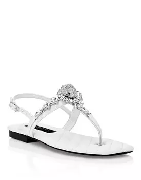 Сандалии Flat Crystal Skull с кристаллами Philipp Plein, белый