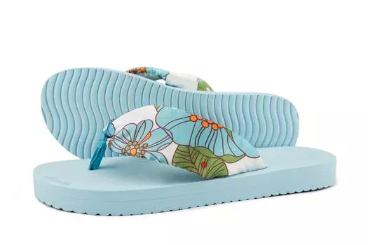 Сандалии Flip Flop flip*tube flower, цвет hellblau mehrfarbig