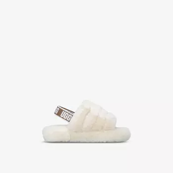 Сандалии Fluff Yeah из овчины с логотипом и ремешком 7–10 лет Ugg, бежевый