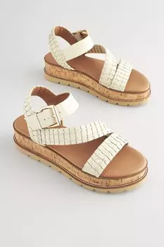 Сандалии Forever Comfort из пробковой кожи на плоской подошве Next, белый