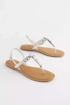Сандалии Forever Comfort с кристаллами Next, серебряный