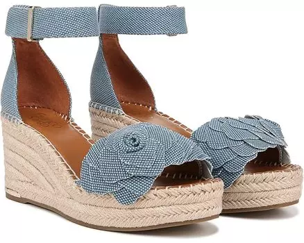 Сандалии Franco Sarto Clemens Jute Wrapped Espadrille Wedge Heel, цвет Denim Blue Flower