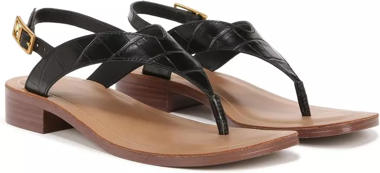 Сандалии Franco Sarto Iris Ankle Strap Thong Sandals, цвет Black Croc Print Leather