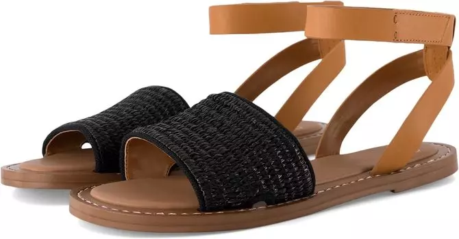 Сандалии Franco Sarto Rosa Ankle Strap Flat Sandal, цвет Black/Brown