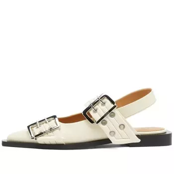 Сандалии Ganni Feminine Buckle Ballerina Naplack, черный/светло-кремовый