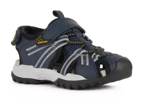 Сандалии Geox "J BOREALIS BOY B", летняя обувь, обувь на липучке, сандалии, на резинке и ремнях на липучке, серый