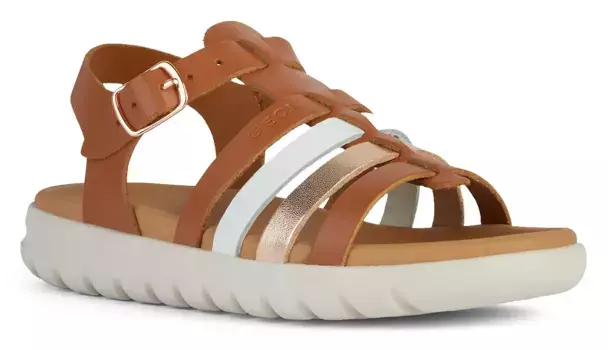 Сандалии Geox "J SANDAL SOLEIMA GIR", летняя обувь, сандалии с ремешками, сандалии, с застежкой-пряжкой, коричневый
